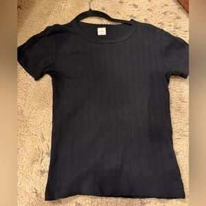 Leset black pointelle shortsleeve fitted tee Small